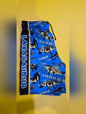 Lacrosse Unlimited Blue Laxasaurus Boys' Lacrosse Shorts Size YL